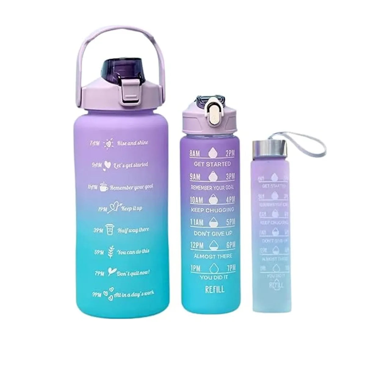 Kit de 3 garrafas  2000ml + 900ml + 300ml Cores Variadas