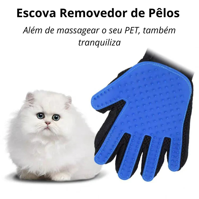 Luva escovadora e removedora de pelos de pets